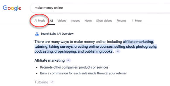 Google AI Mode: Your Hidden Profit Source to Make Money Online