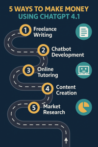ChatGPT 4.1 money-making blueprint with steps for content, coding, and affiliate marketing